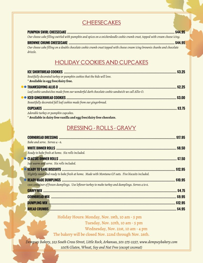 Thanksgiving Menu 2018 page 2